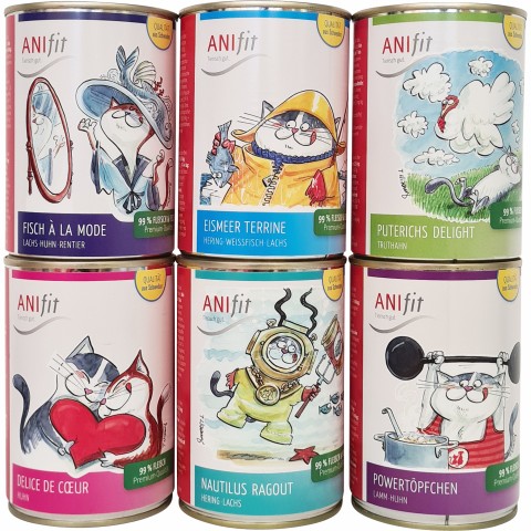 Cat Wet pet food Cat Trial Package (Schnupperpaket Katzen) 400g 1 Pack with different flavours and samples -3- Anifit